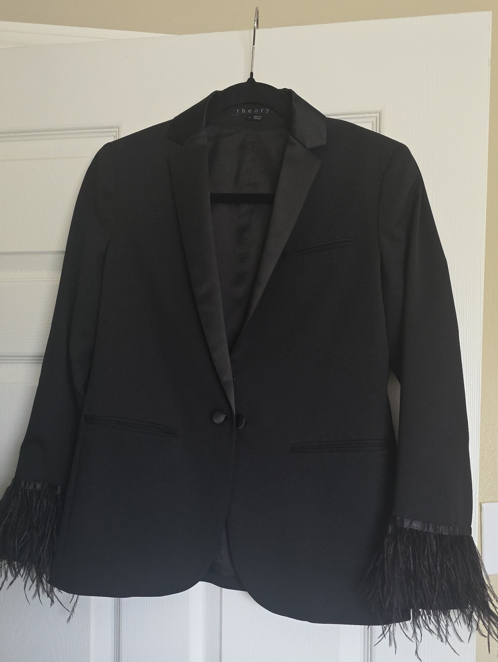 Theory Black Feather-Cuff Women's Blazer
